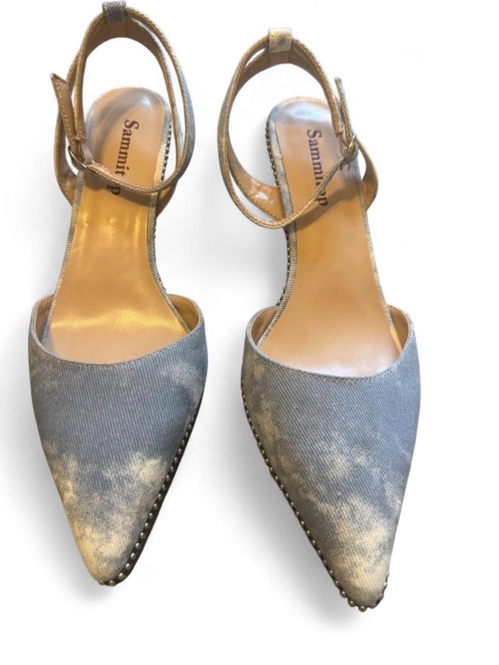 Blue Tie-Dye Pointed Slingback Heels